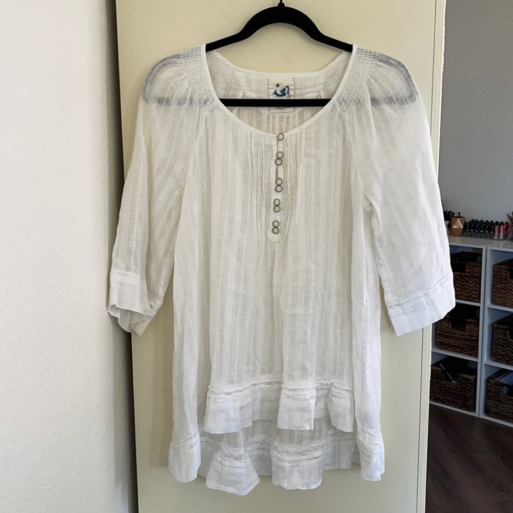 Anthropologie Linen Button Blouse